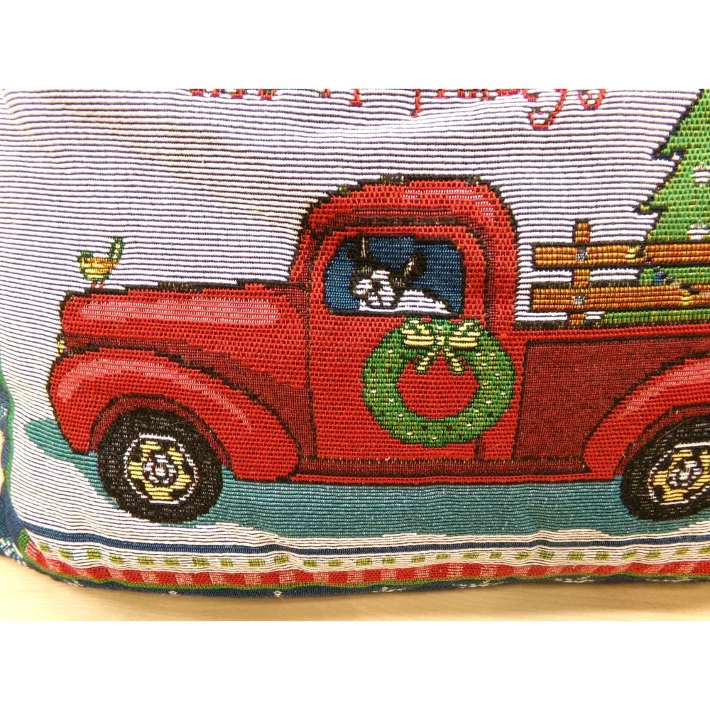 Christmas Tapestry Pillow All Roads Lead Home for the‎ Holidays 17